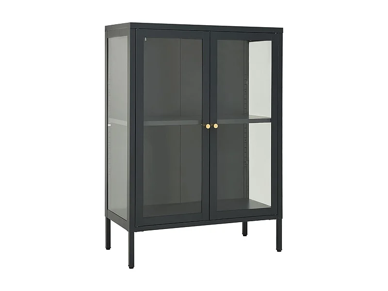 Aparador buffet cômoda armário organizador cozinha sala sala 75 x 35 x 105 cm aço e vidro antracite 02_0029710