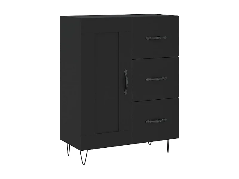 Aparador buffet cómoda armario unidad de almacenamiento organizador cocina salón salón 69,5 x 34 x 90 cm madera contrachapada negra 02_0036085