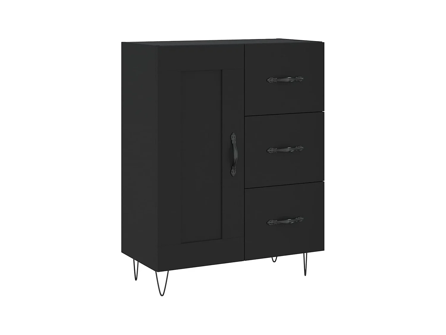 Aparador buffet cómoda armario unidad de almacenamiento organizador cocina salón salón 69,5 x 34 x 90 cm madera contrachapada negra 02_0036085