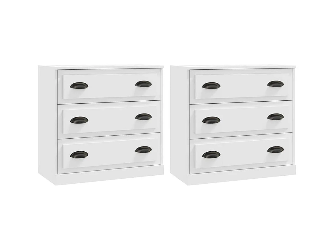 Credenza buffet cassettiera mobile contenitore organizer cucina soggiorno soggiorni set da 2 pannelli in derivati ​​del legno bianco 02_0036690