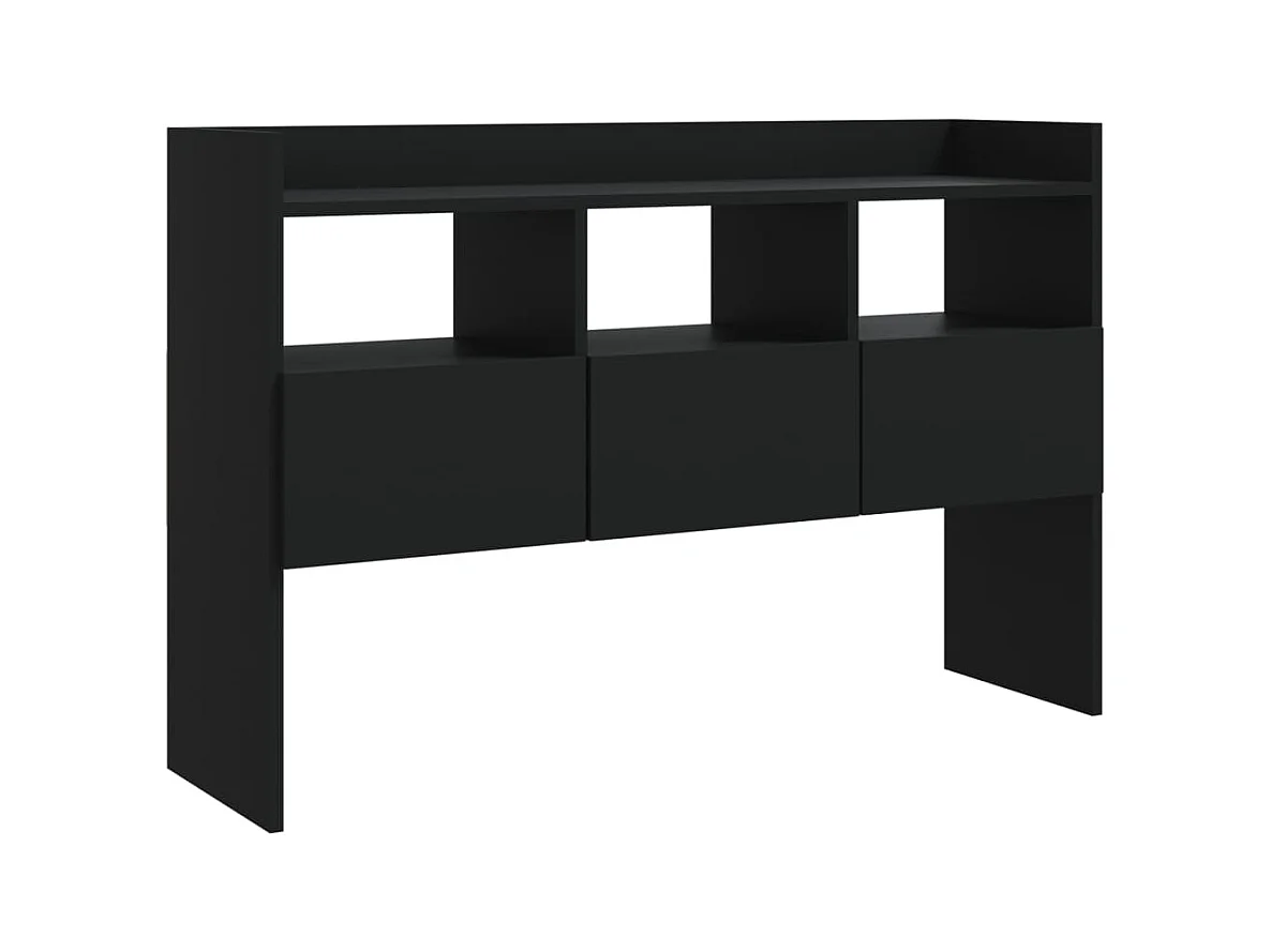 Buffet aparador cômoda armário unidade de armazenamento organizador cozinha sala de estar 105 x 30 x 70 cm madeira trabalhada preta 02_0035834