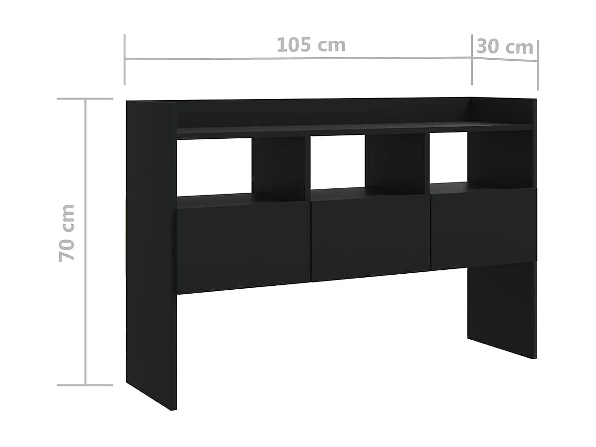 Credenza buffet cassettiera mobile contenitore organizer cucina soggiorno soggiorno 105 x 30 x 70 cm multistrato nero 02_0035834