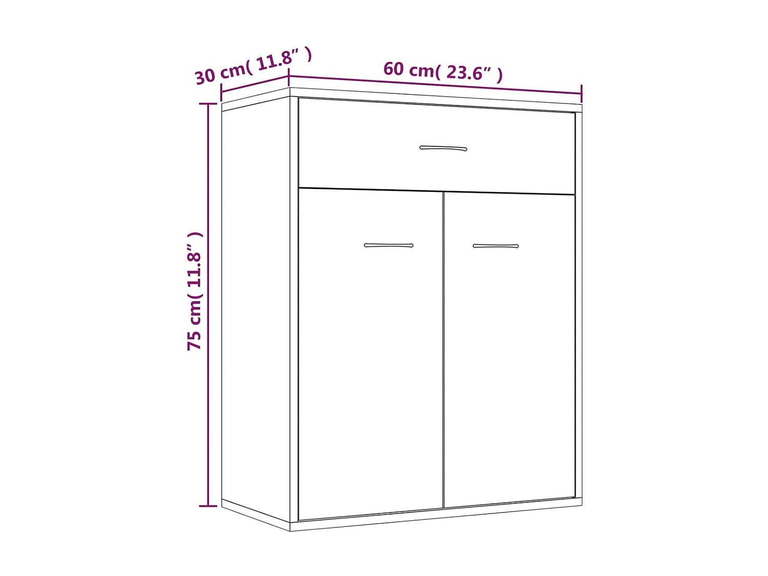 Aparador cómoda cómoda mueble mueble de almacenaje organizador cocina salón salón 60 x 30 x 75 cm madera contrachapada marrón 02_0030964