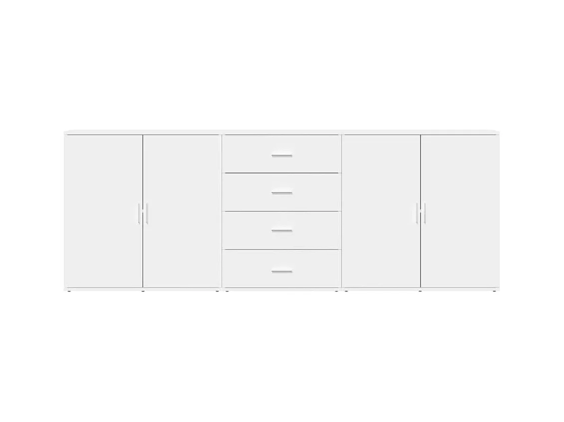 Credenza buffet cassettiera mobile contenitore organizer cucina soggiorno soggiorni 3 pz derivati ​​del legno bianco 02_0037002