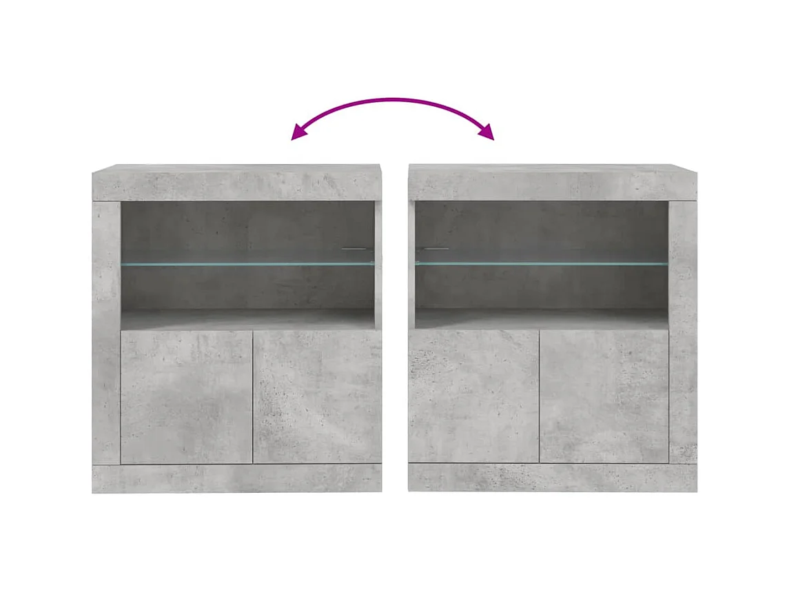 Credenza buffet cassettiera mobile contenitore organizer cucina soggiorno soggiorno con luci a LED 60,5 x 37 x 67 cm grigio 02_0030004