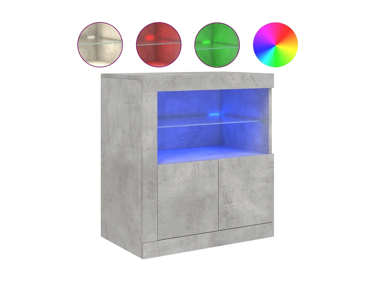 Aparador cómoda cómoda armario mueble organizador cocina salón salón con luces LED 60,5 x 37 x 67 cm gris 02_0030004