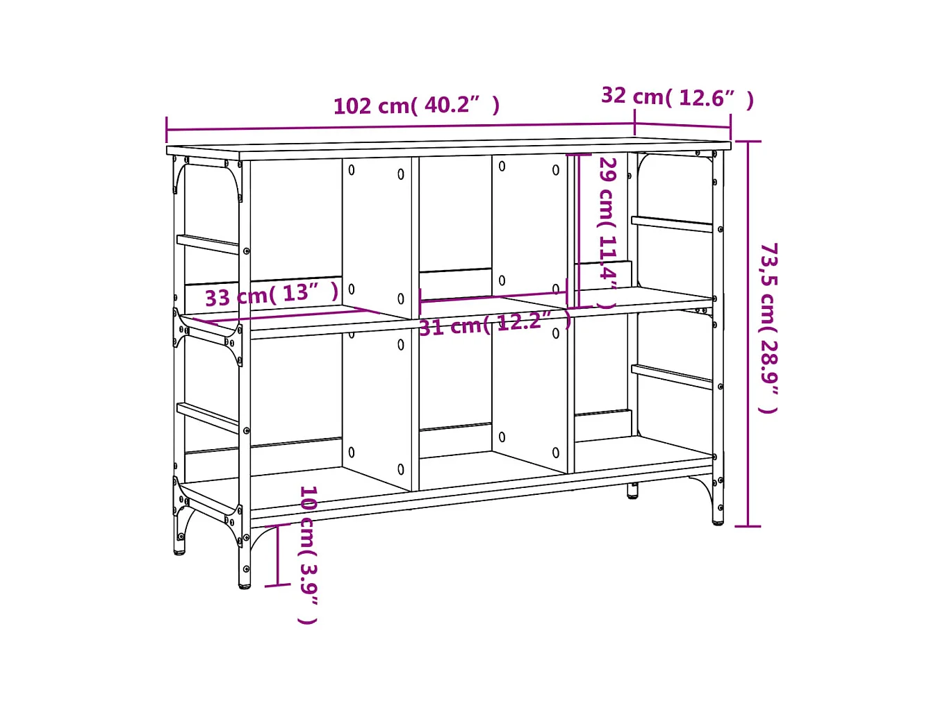 Credenza buffet cassettiera mobile contenitore organizer cucina soggiorno soggiorno 102 x 32 x 73,5 cm derivati ​​del legno nero 02_0035815