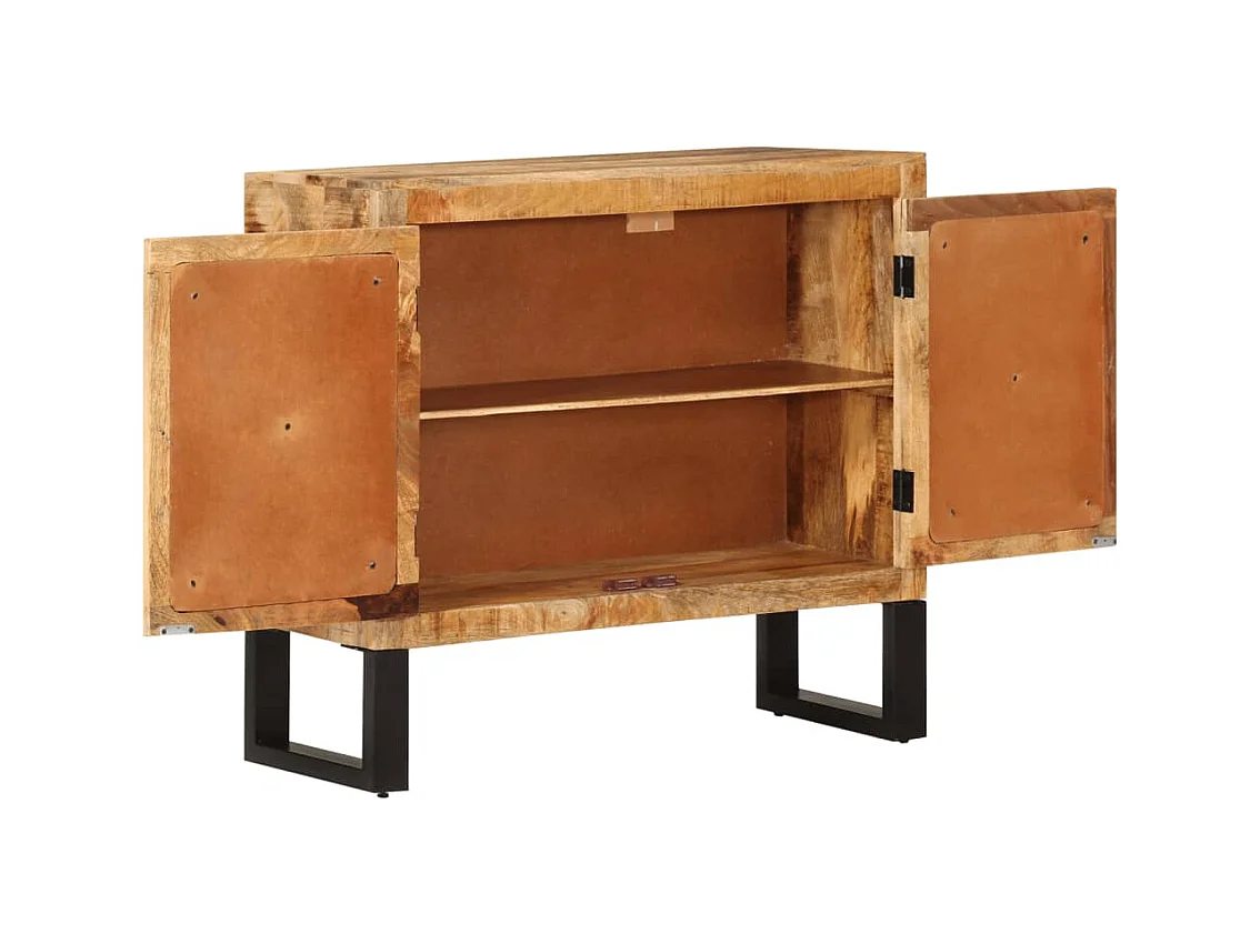 Credenza buffet cassettiera mobile contenitore organizer cucina soggiorno soggiorno 80 x 30 x 71 cm legno massello di mango grezzo e metallo marrone 02_0029654