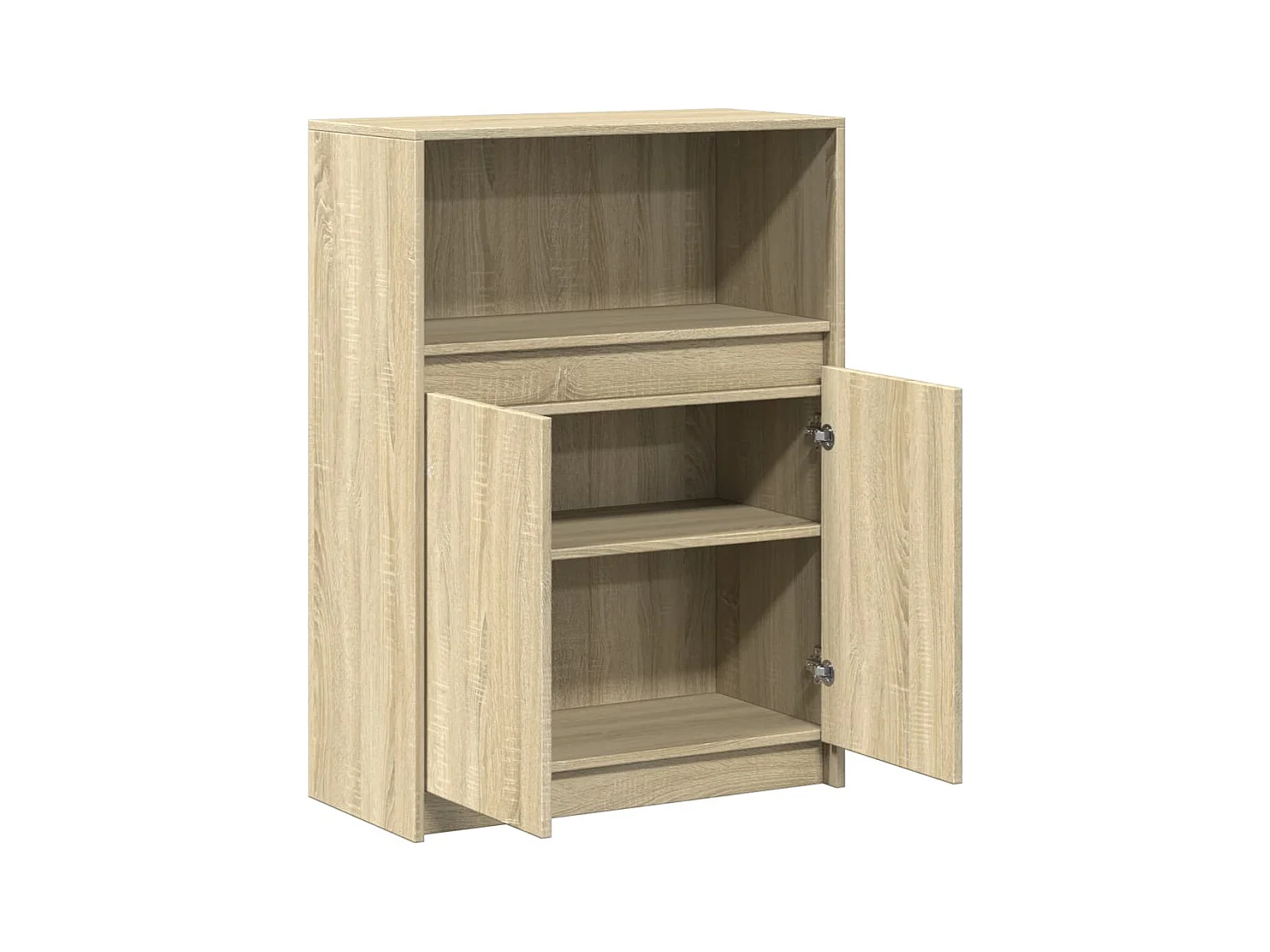 Buffet aparador cômoda armário organizador de unidade cozinha sala sala com Sonoma LED 72 x 34 x 100 cm madeira trabalhada marrom 02_0029797