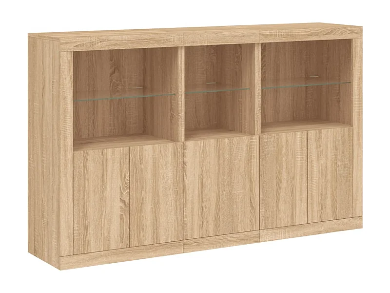 Buffet aparador cômoda armário organizador de unidade cozinha sala sala com luzes LED sonoma 162 x 37 x 100 cm marrom 02_0029941