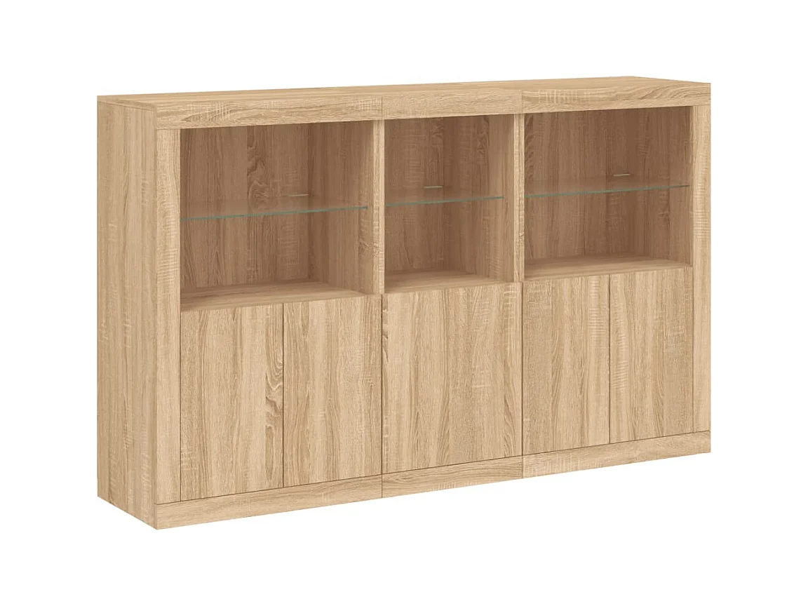 Buffet aparador cômoda armário organizador de unidade cozinha sala sala com luzes LED sonoma 162 x 37 x 100 cm marrom 02_0029941