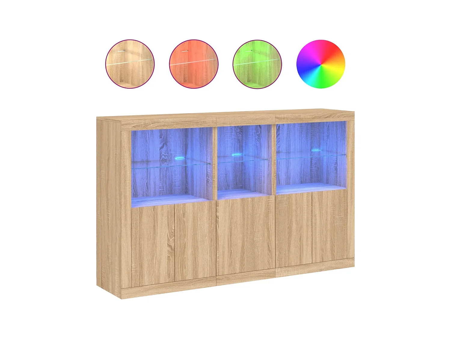 Buffet aparador cômoda armário organizador de unidade cozinha sala sala com luzes LED sonoma 162 x 37 x 100 cm marrom 02_0029941