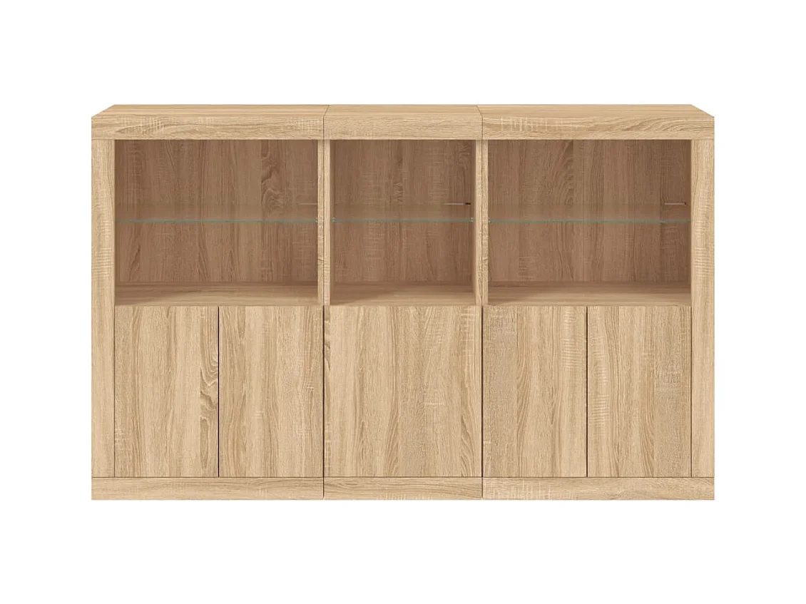 Buffet aparador cômoda armário organizador de unidade cozinha sala sala com luzes LED sonoma 162 x 37 x 100 cm marrom 02_0029941