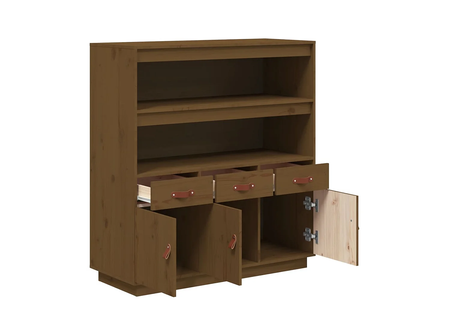 Aparador cómoda cómoda armario mueble organizador cocina salón salón alto 100 x 40 x 108,5 cm madera maciza de pino marrón 02_0034750