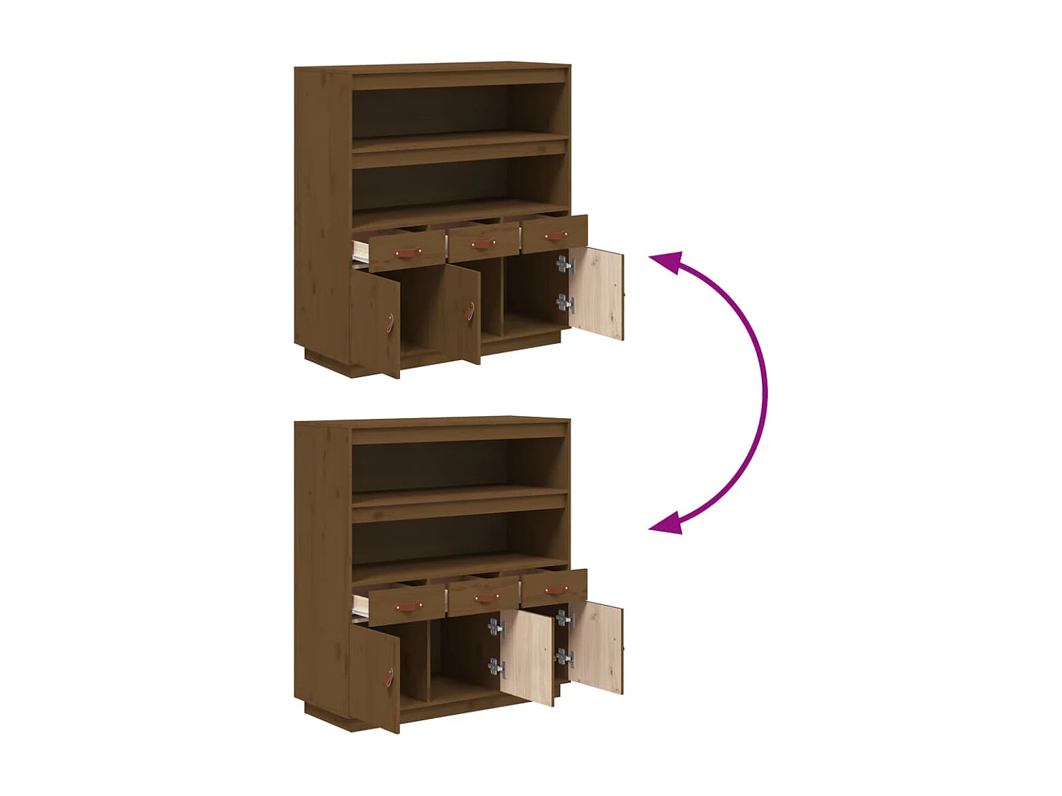Aparador cómoda cómoda armario mueble organizador cocina salón salón alto 100 x 40 x 108,5 cm madera maciza de pino marrón 02_0034750