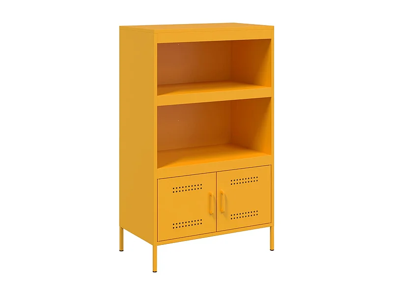 Credenza cassettiera cassettiera mobile contenitore organizer cucina soggiorno salotto top giallo senape 68 x 39 x 113 cm acciaio Giallo 02_0034739