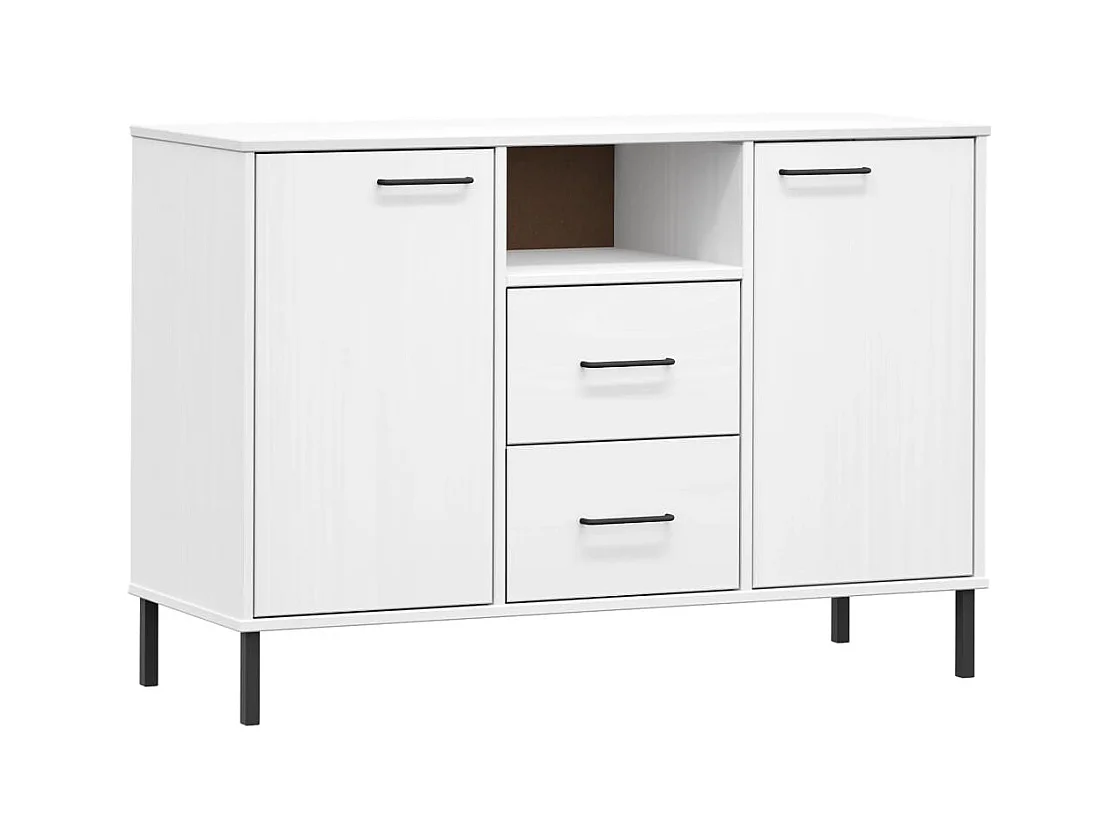Aparador buffet cómoda armario mueble organizador cocina salón salón con patas de metal 113 x 40 x 77 cm madera maciza blanco 02_0030093
