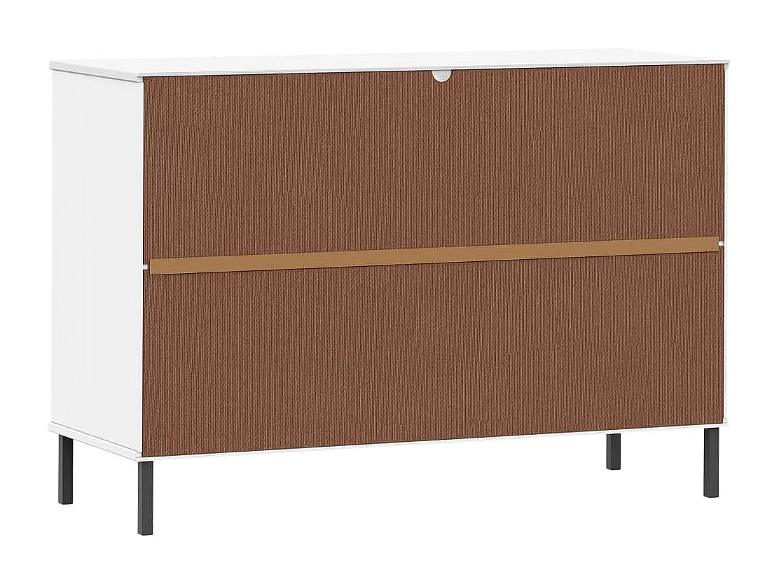 Aparador buffet cómoda armario mueble organizador cocina salón salón con patas de metal 113 x 40 x 77 cm madera maciza blanco 02_0030093
