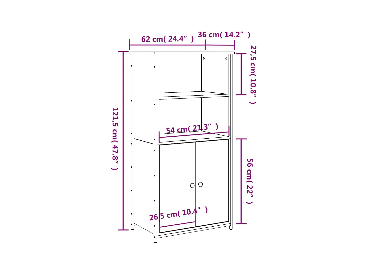 Credenza buffet cassettiera mobile contenitore organizer cucina soggiorno soggiorno alto Sonoma 62 x 36 x 121,5 cm pannelli compositi grigio 02_0035386