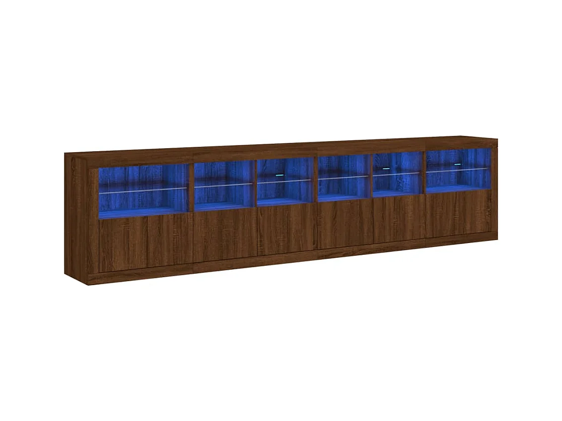 Aparador cômoda armário armário organizador cozinha sala sala com luzes LED 283 x 37 x 67 cm marrom 02_0029918
