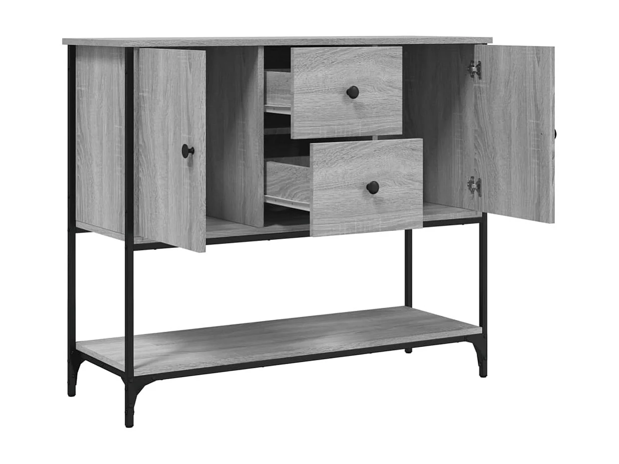Aparador buffet cômoda armário organizador cozinha sala salonsonoma 100 x 36 x 85 cm madeira trabalhada cinza 02_0036262