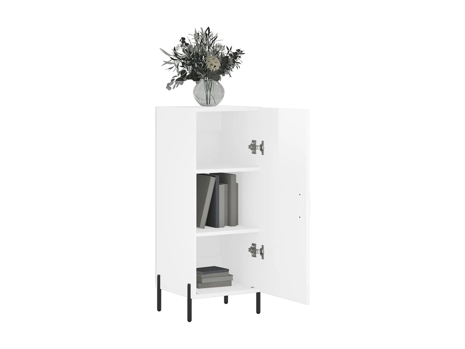 Credenza buffet cassettiera mobile contenitore organizer cucina soggiorno lucido 34,5 x 34 x 90 cm derivati ​​del legno bianco 02_0030626