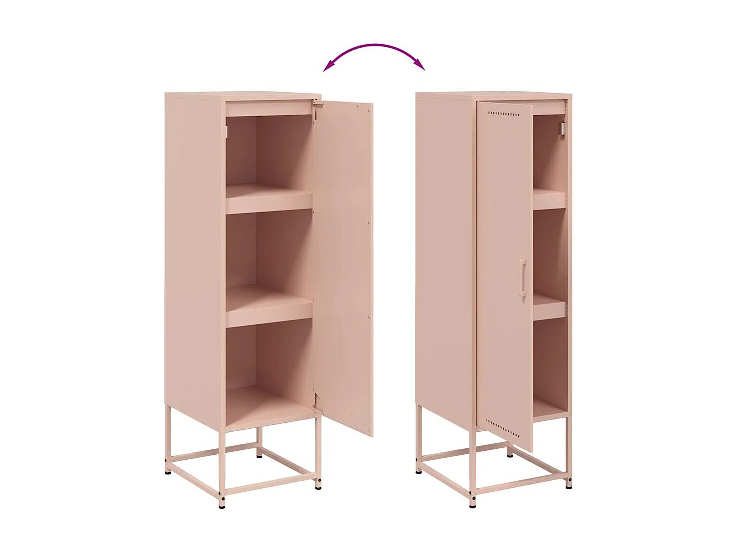 Aparador buffet cómoda armario mueble organizador cocina salón salón alto 36 x 39 x 123 cm acero rosa 02_0035156