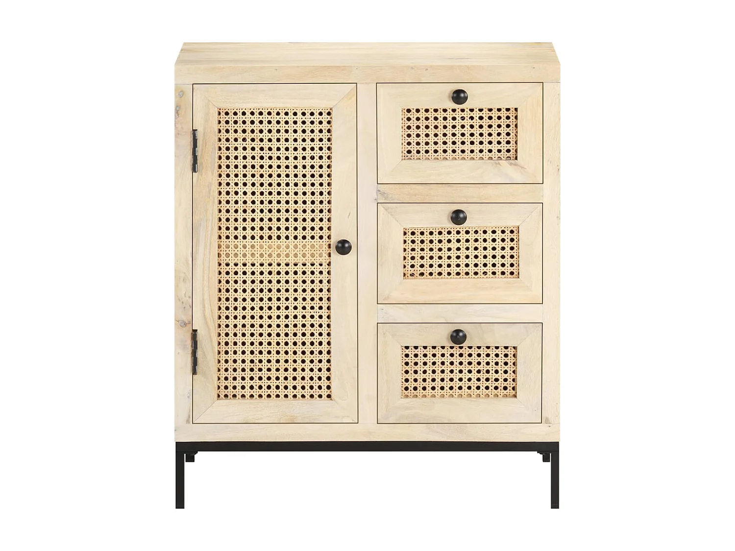 Buffet aparador cômoda armário organizador de unidade cozinha sala sala 60 x 35 x 70 cm madeira de mangueira maciça e cana natural marrom 02_0029624