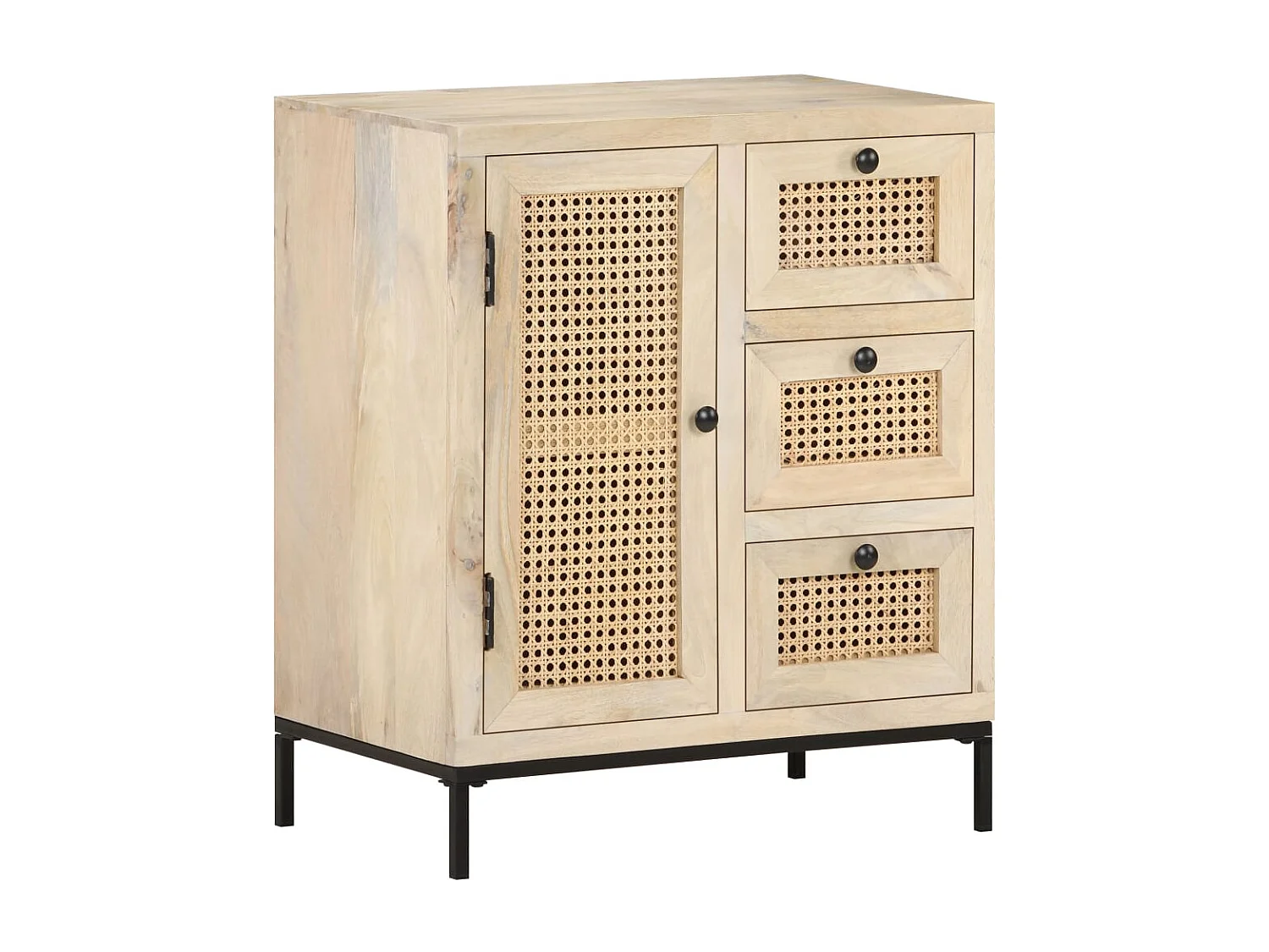 Buffet aparador cômoda armário organizador de unidade cozinha sala sala 60 x 35 x 70 cm madeira de mangueira maciça e cana natural marrom 02_0029624