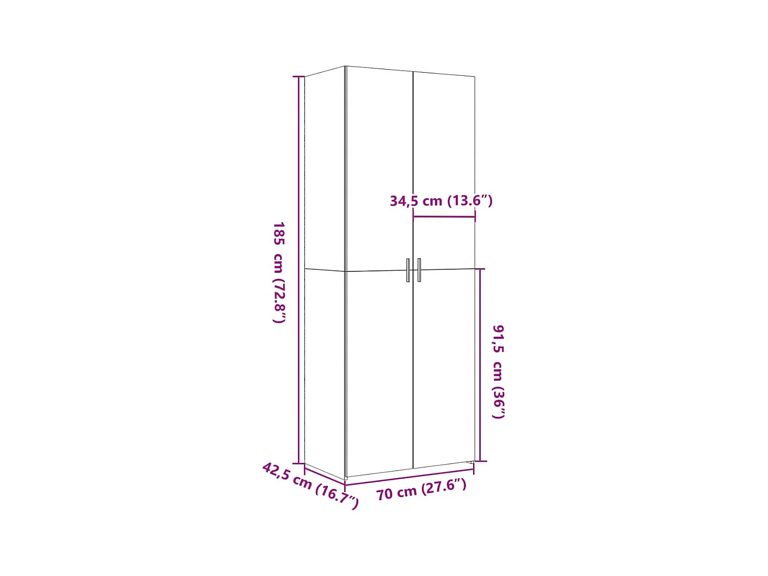 Credenza cassettiera cassettiera mobile contenitore organizer cucina soggiorno soggiorno alto Sonoma 70 x 42,5 x 185 cm derivati ​​del legno marrone 02_0034203