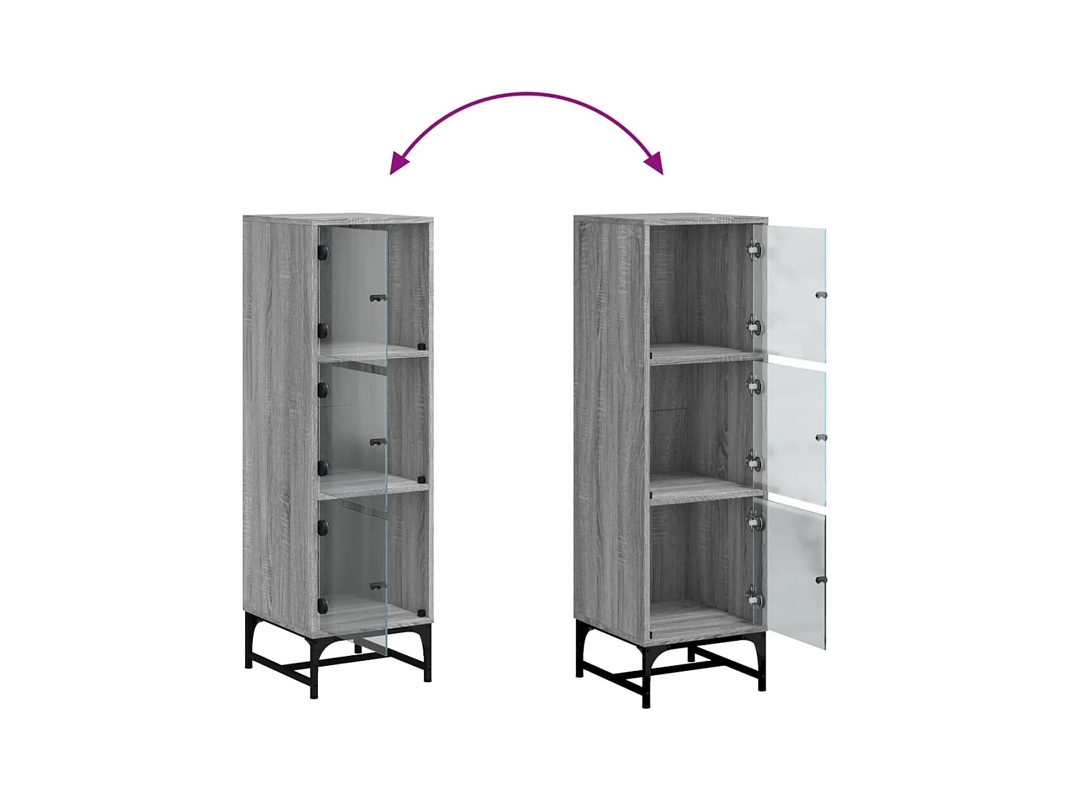 Credenza cassettiera cassettiera mobile contenitore organizer cucina soggiorno soggiorno con ante in vetro Sonoma 35 x 37 x 120 cm grigio 02_0030125