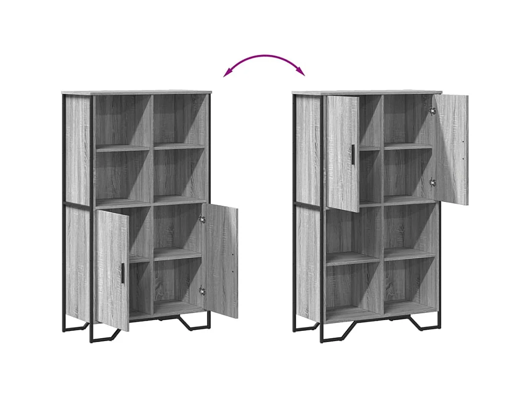 Credenza buffet cassettiera mobile contenitore organizer cucina soggiorno soggiorno alto Sonoma 79,5 x 35,5 x 137,5 cm pannelli compositi grigio 02_0035632