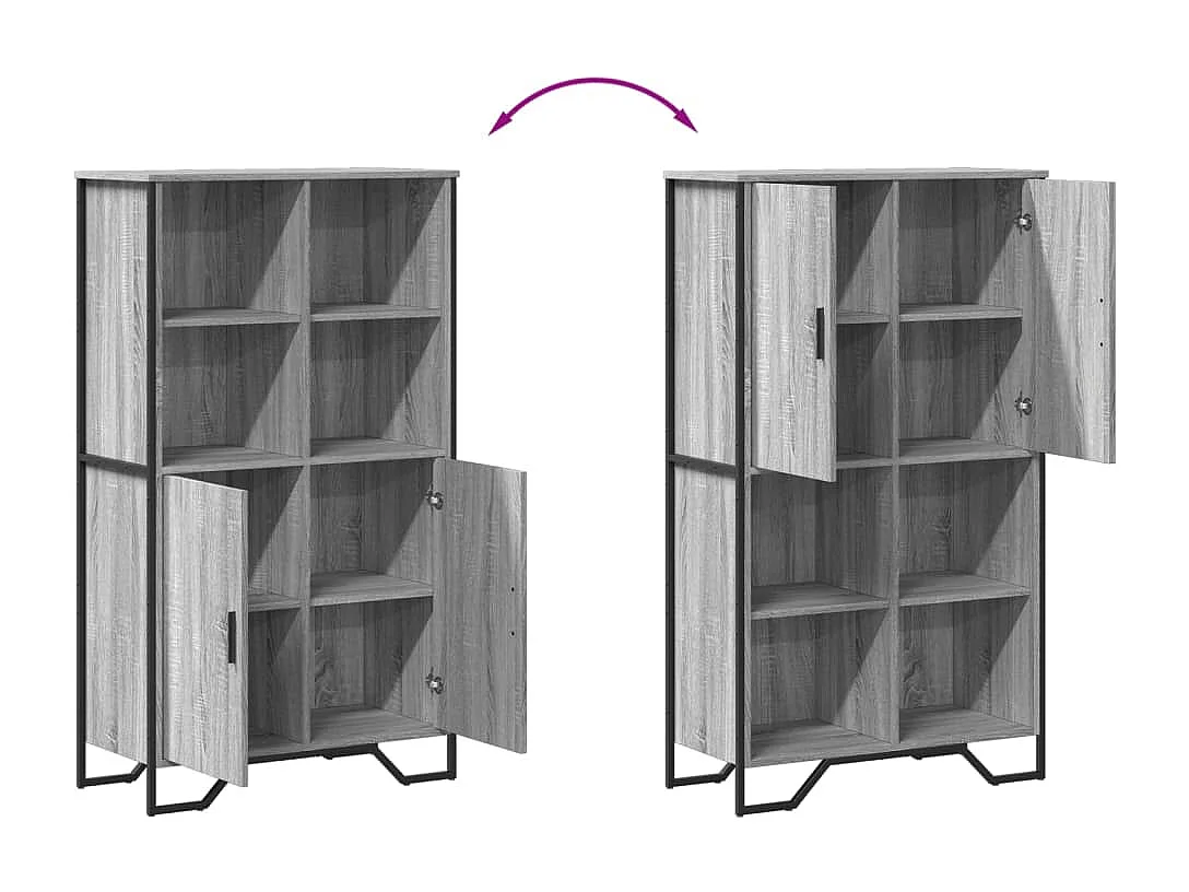 Credenza buffet cassettiera mobile contenitore organizer cucina soggiorno soggiorno alto Sonoma 79,5 x 35,5 x 137,5 cm pannelli compositi grigio 02_0035632