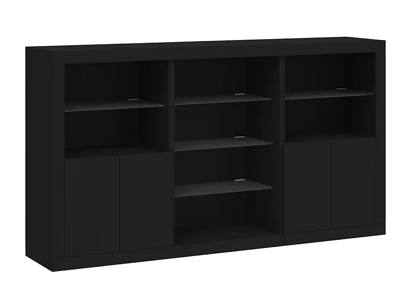 Aparador buffet cómoda armario mueble organizador cocina salón salón con luces LED 181,5 x 37 x 100 cm negro 02_0030023