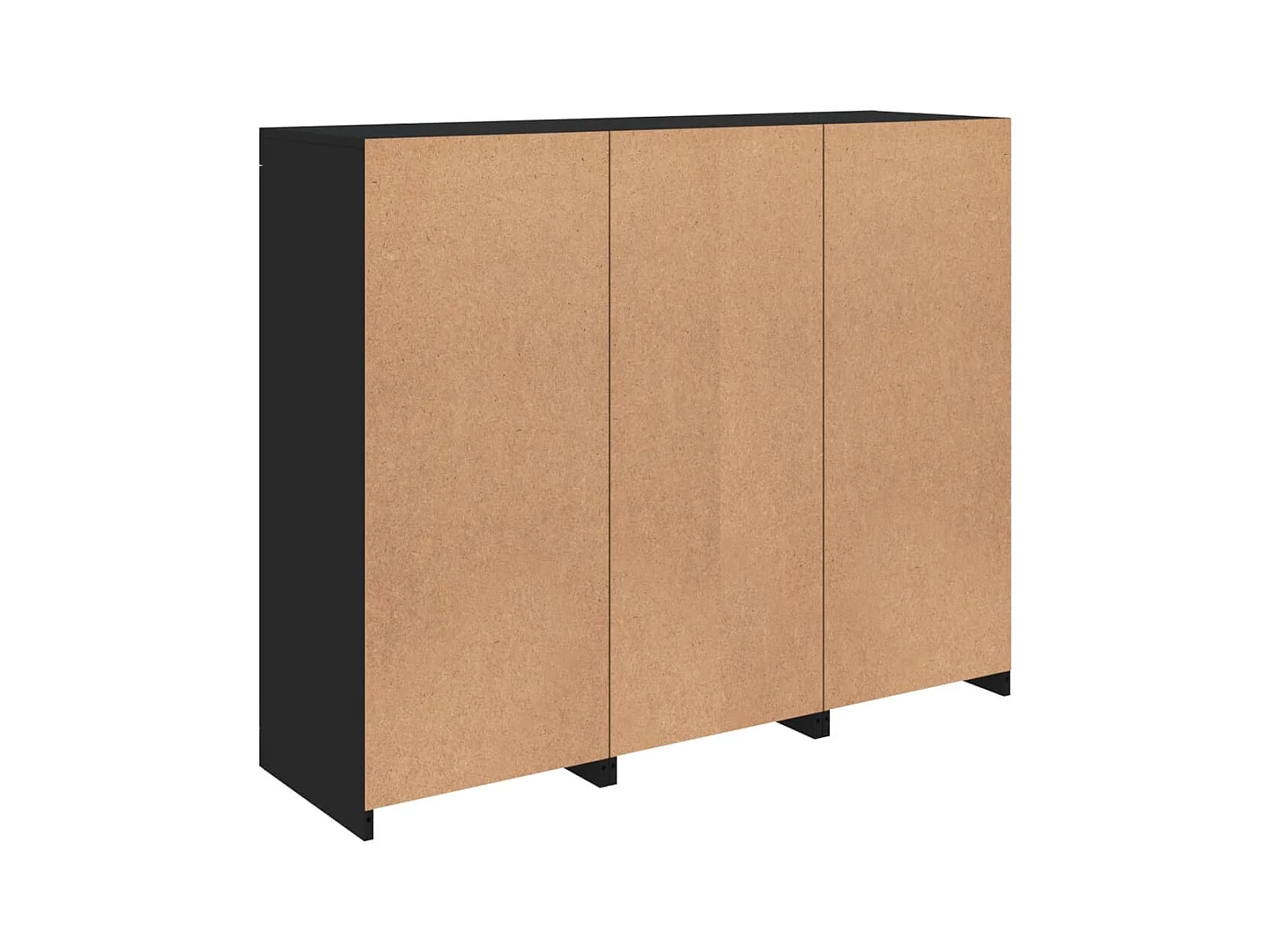 Credenza Credenza Comò Armadietto Portaoggetti Organizer Cucina Soggiorno Soggiorno con luci a LED 3 pezzi Legno composito nero 02_0037230