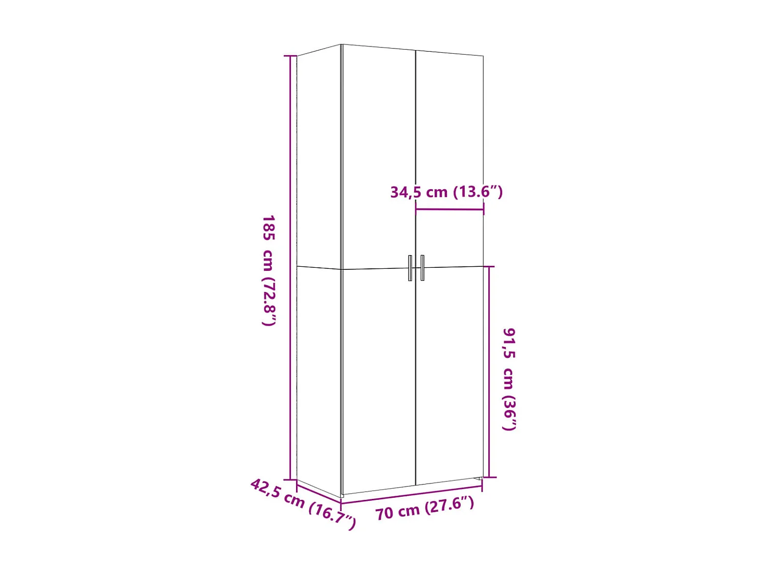 Credenza cassettiera cassettiera mobile contenitore organizer cucina soggiorno soggiorno alto Sonoma 70 x 42,5 x 185 cm derivati ​​del legno marrone 02_0034204