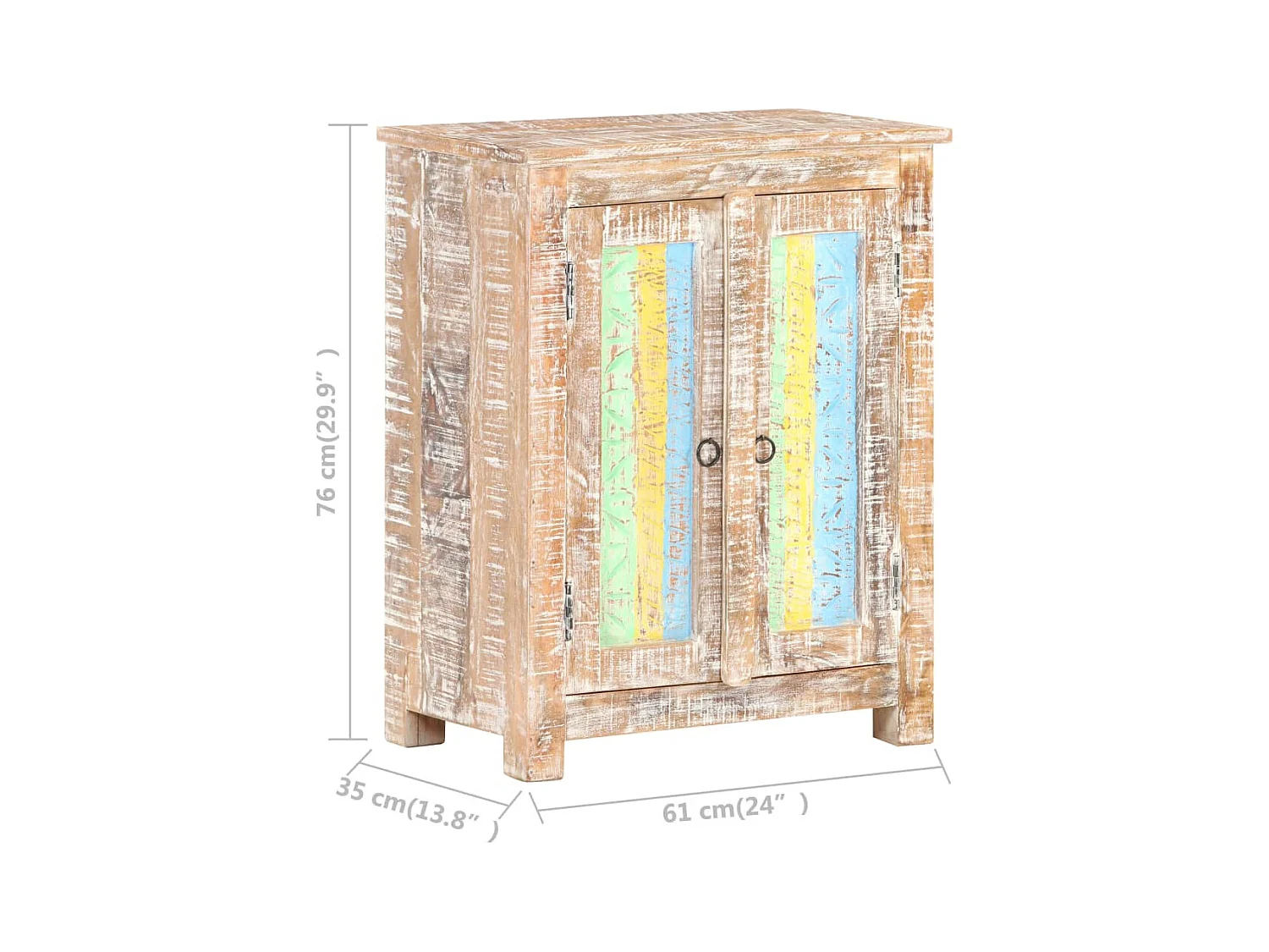 Aparador buffet cômoda armário organizador cozinha sala sala 61 x 35 x 76 cm madeira de acácia crua multicolor 02_0029631