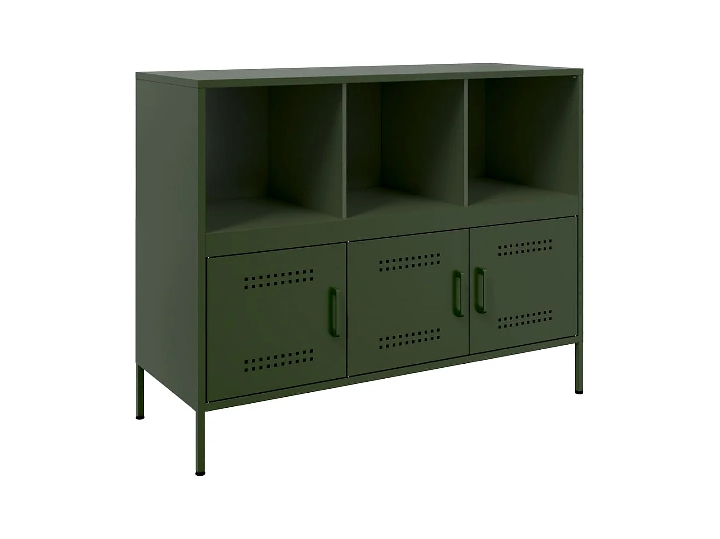 Credenza buffet cassettiera mobile contenitore organizer cucina soggiorno soggiorno oliva 100,5 x 39 x 79 cm verde acciaio 02_0036569