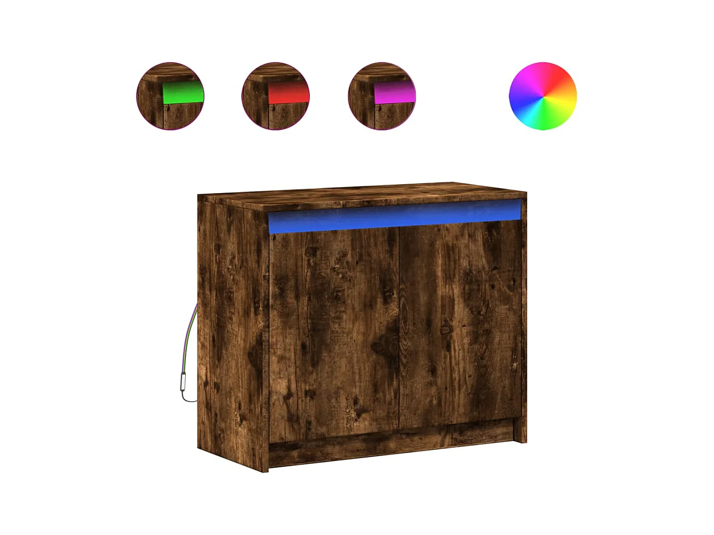 Aparador Aparador Cômoda Armário Unidade de armazenamento Organizador Cozinha Sala Sala de estar com LED 72 x 34 x 61 cm Madeira projetada Marrom 02_0029782