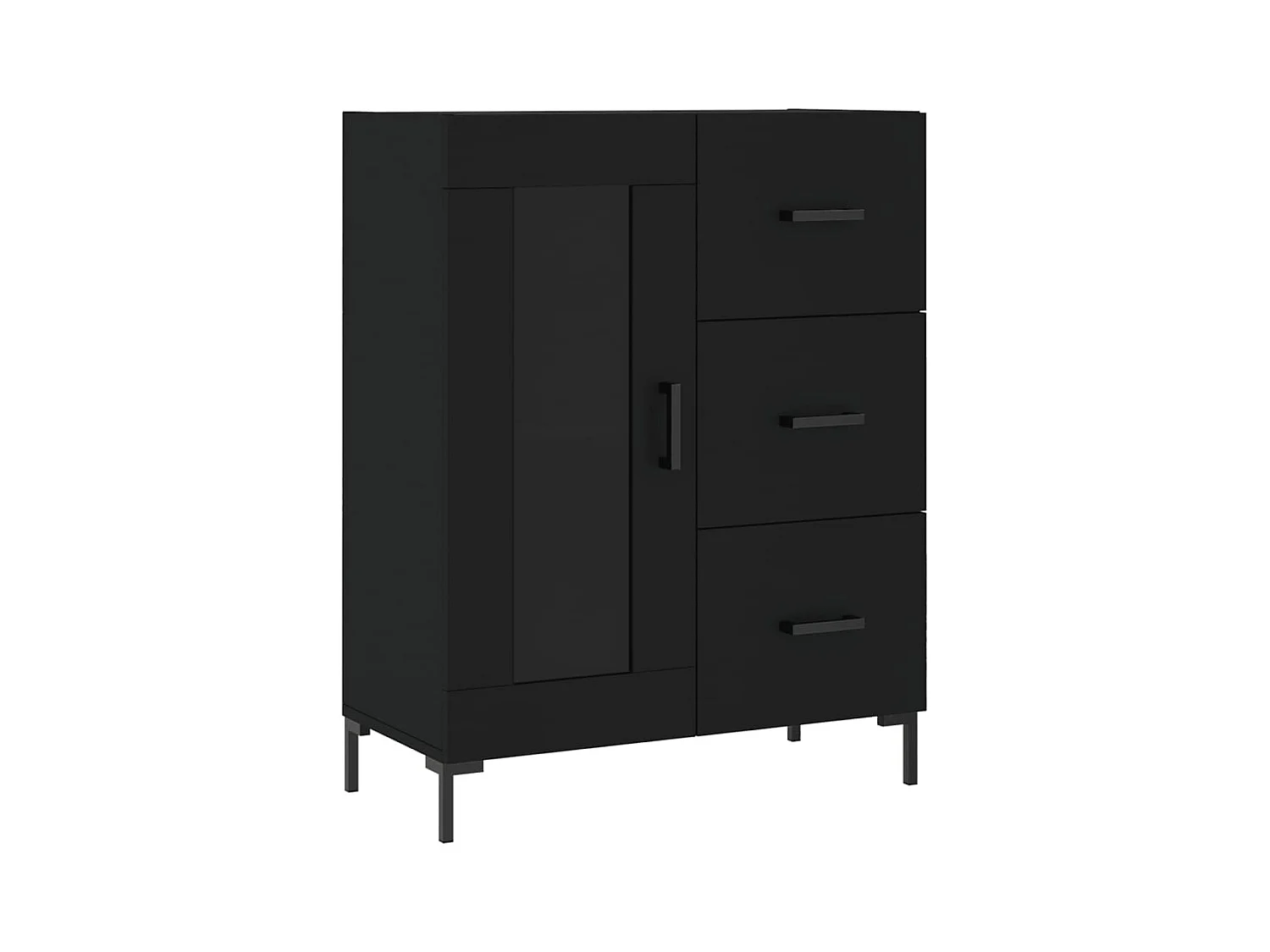 Buffet aparador cômoda armário unidade de armazenamento organizador cozinha sala sala alta 69,5 x 34 x 180 cm madeira trabalhada preta 02_0035068