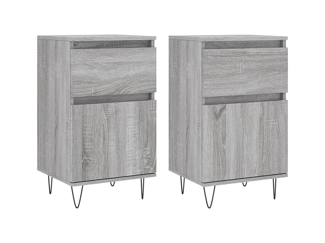 Aparador buffet cómoda armario unidad de almacenamiento organizador cocina salón salón juego de 2 sonoma 40 x 35 x 70 cm madera contrachapada gris 02_0036947