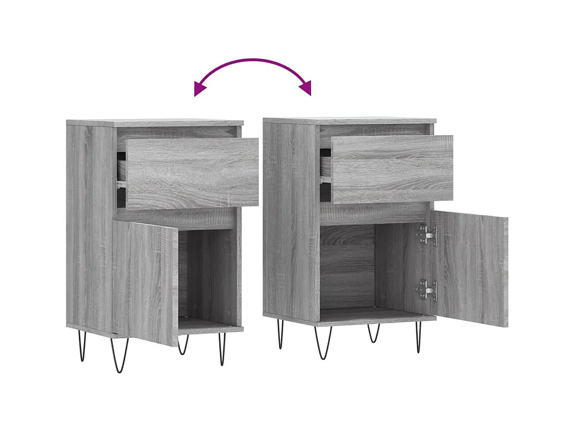 Aparador buffet cómoda armario unidad de almacenamiento organizador cocina salón salón juego de 2 sonoma 40 x 35 x 70 cm madera contrachapada gris 02_0036947