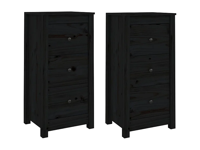 Buffet aparador cômoda armário organizador unidade de armazenamento cozinha sala salas conjunto de 2 40 x 35 x 80 cm madeira maciça de pinho preto 02_0036906
