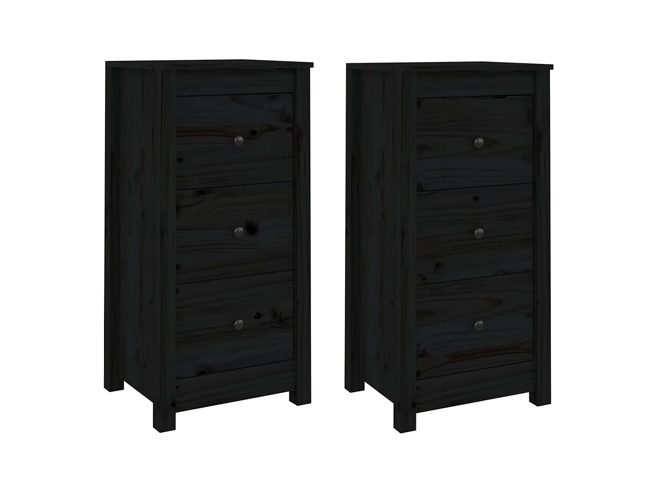 Credenza buffet cassettiera mobile contenitore organizer cucina soggiorno soggiorni set da 2 40 x 35 x 80 cm legno massello di pino nero 02_0036906