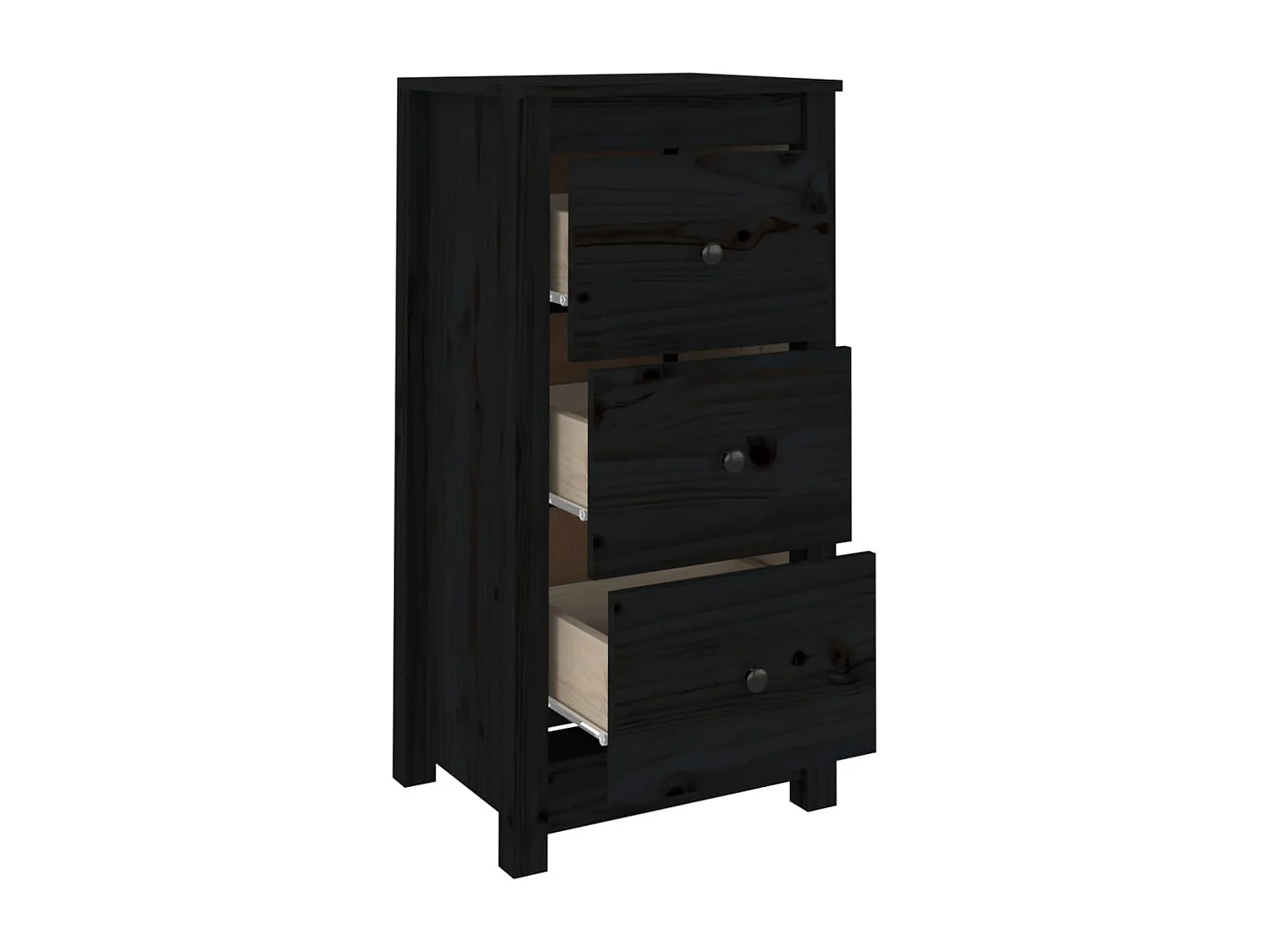 Credenza buffet cassettiera mobile contenitore organizer cucina soggiorno soggiorni set da 2 40 x 35 x 80 cm legno massello di pino nero 02_0036906