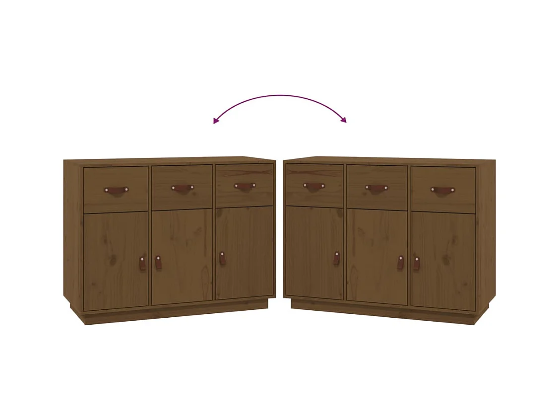 Credenza buffet cassettiera mobile contenitore organizer cucina soggiorno soggiorno 100 x 40 x 75 cm legno di pino massiccio marrone 02_0035729