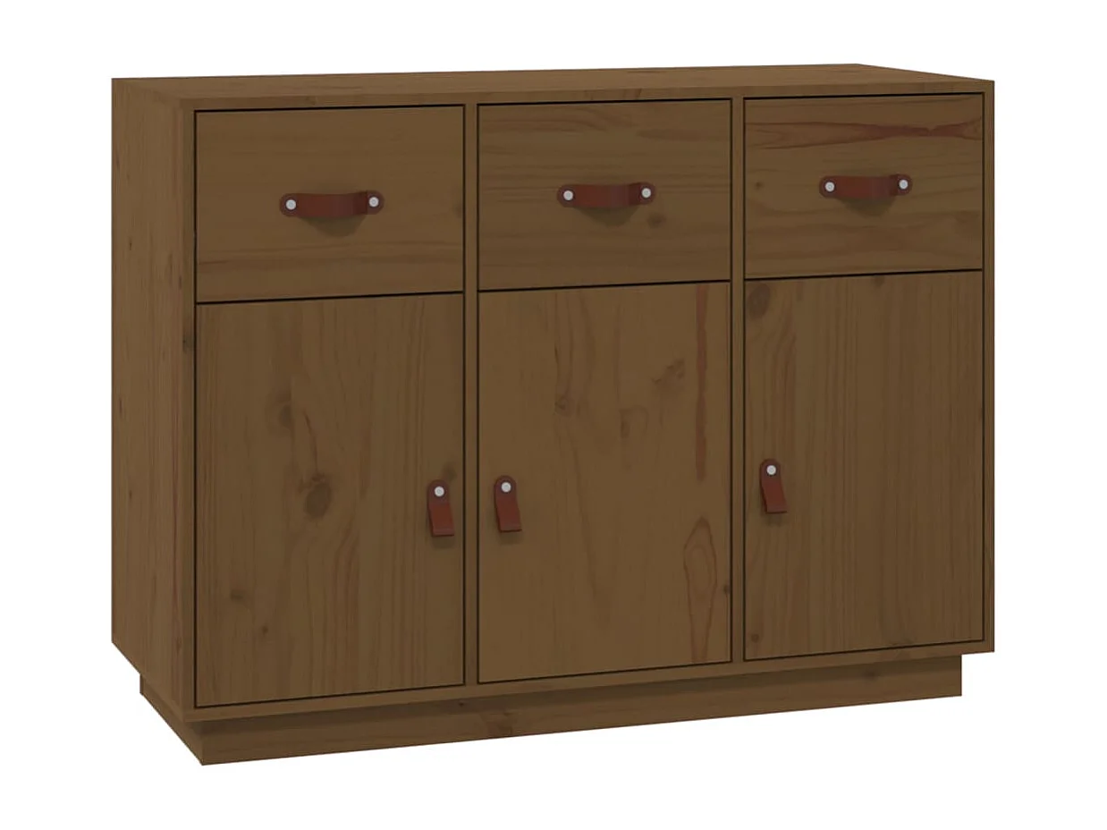 Aparador buffet cômoda armário organizador cozinha sala sala 100 x 40 x 75 cm madeira maciça de pinho marrom 02_0035729