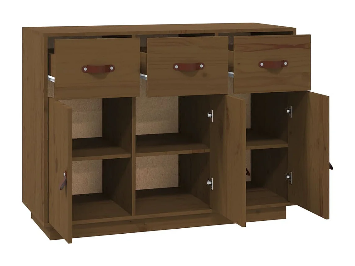 Aparador buffet cômoda armário organizador cozinha sala sala 100 x 40 x 75 cm madeira maciça de pinho marrom 02_0035729