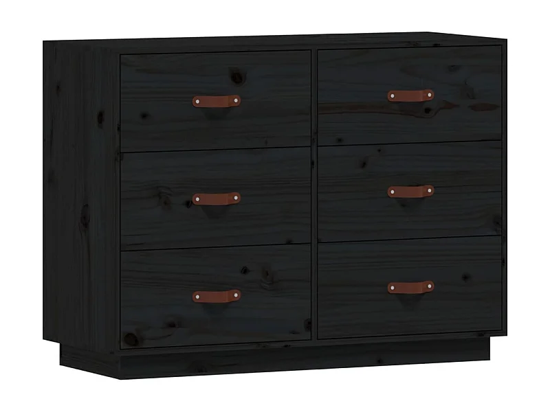 Buffet aparador cômoda armário organizador de unidade cozinha sala de estar 100 x 40 x 75 cm madeira maciça de pinho preto 02_0035809