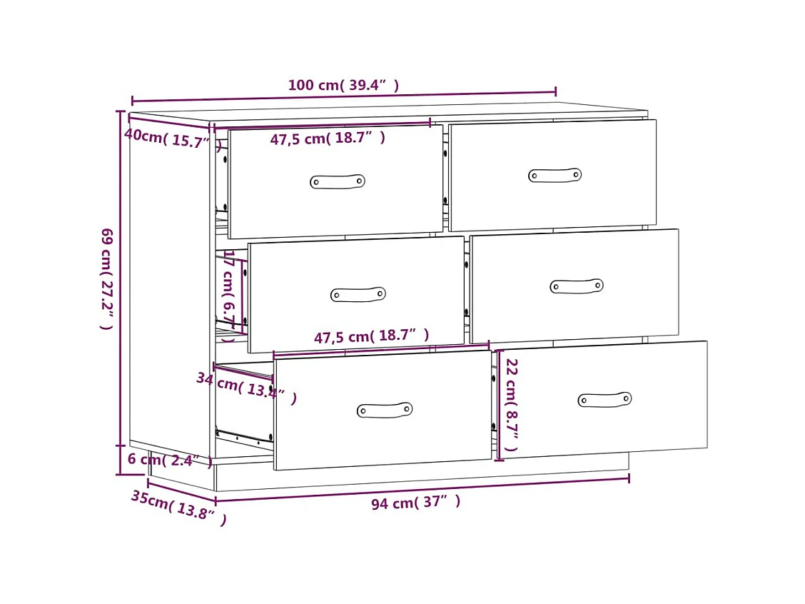 bahut commode armoire bois marron 100 x 40 x 75 cm 02_0035809